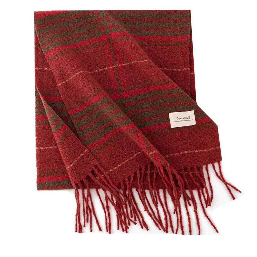 ウール製のチェック柄レディーススカーフ