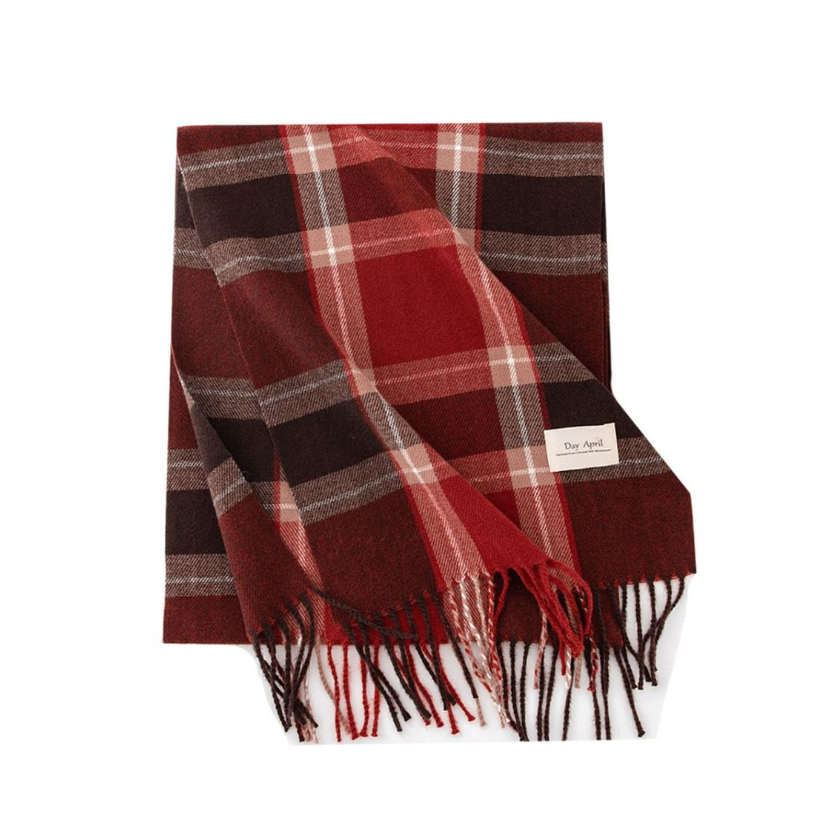 ウール製のチェック柄レディーススカーフ