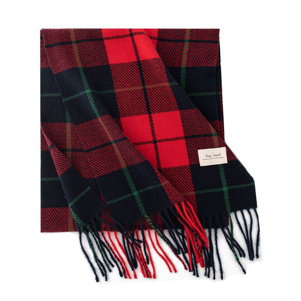 ウール製のチェック柄レディーススカーフ