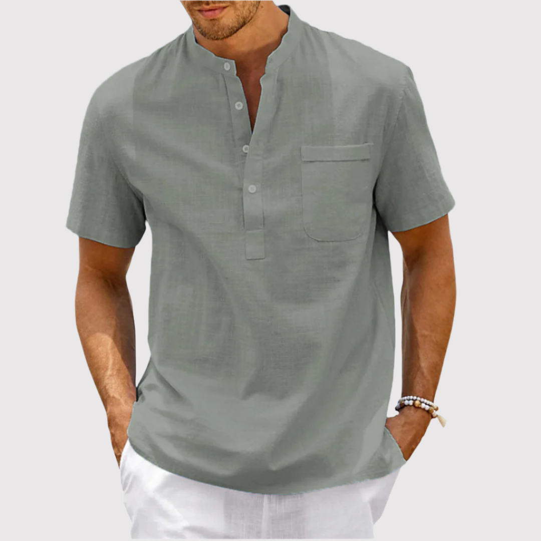 RIALO | ポケット付きヘンリーネックシャツ