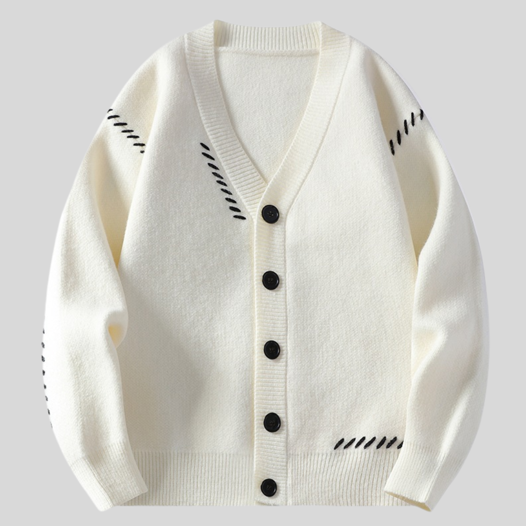 Vネック 大ボタン セーター