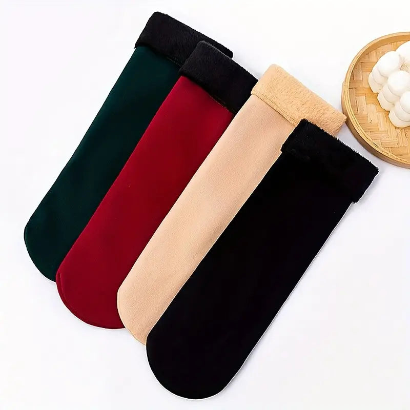 秋冬用の女性用厚手の暖かいコットンミディアムソックス