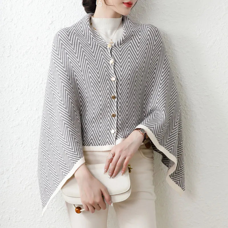 幾何学模様のニット女性用スカーフ