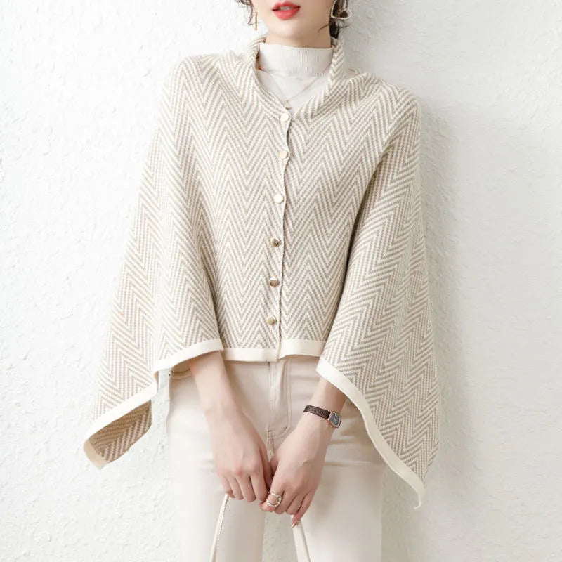 幾何学模様のニット女性用スカーフ