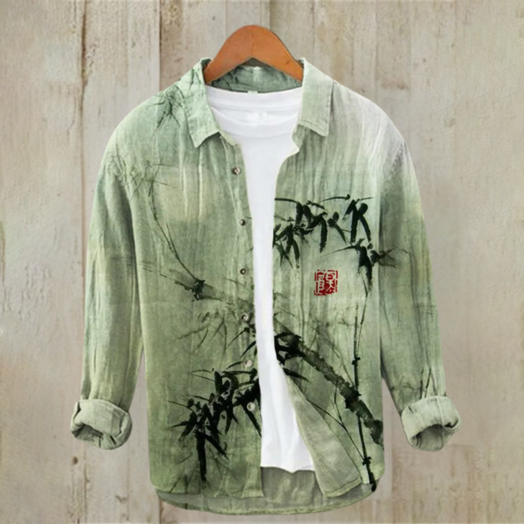 カジュアルプリント長袖シャツ