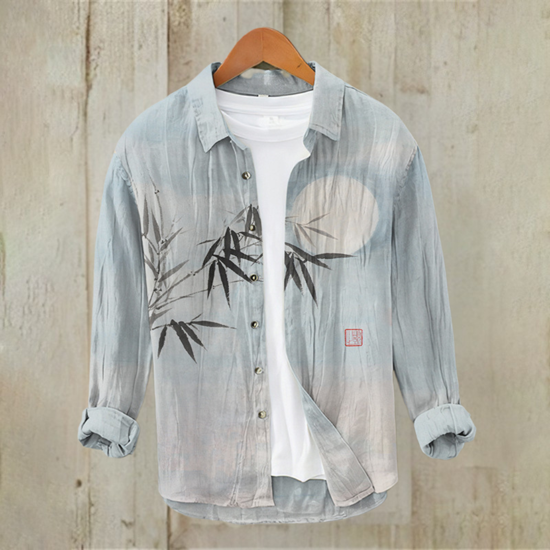 カジュアルプリント長袖シャツ