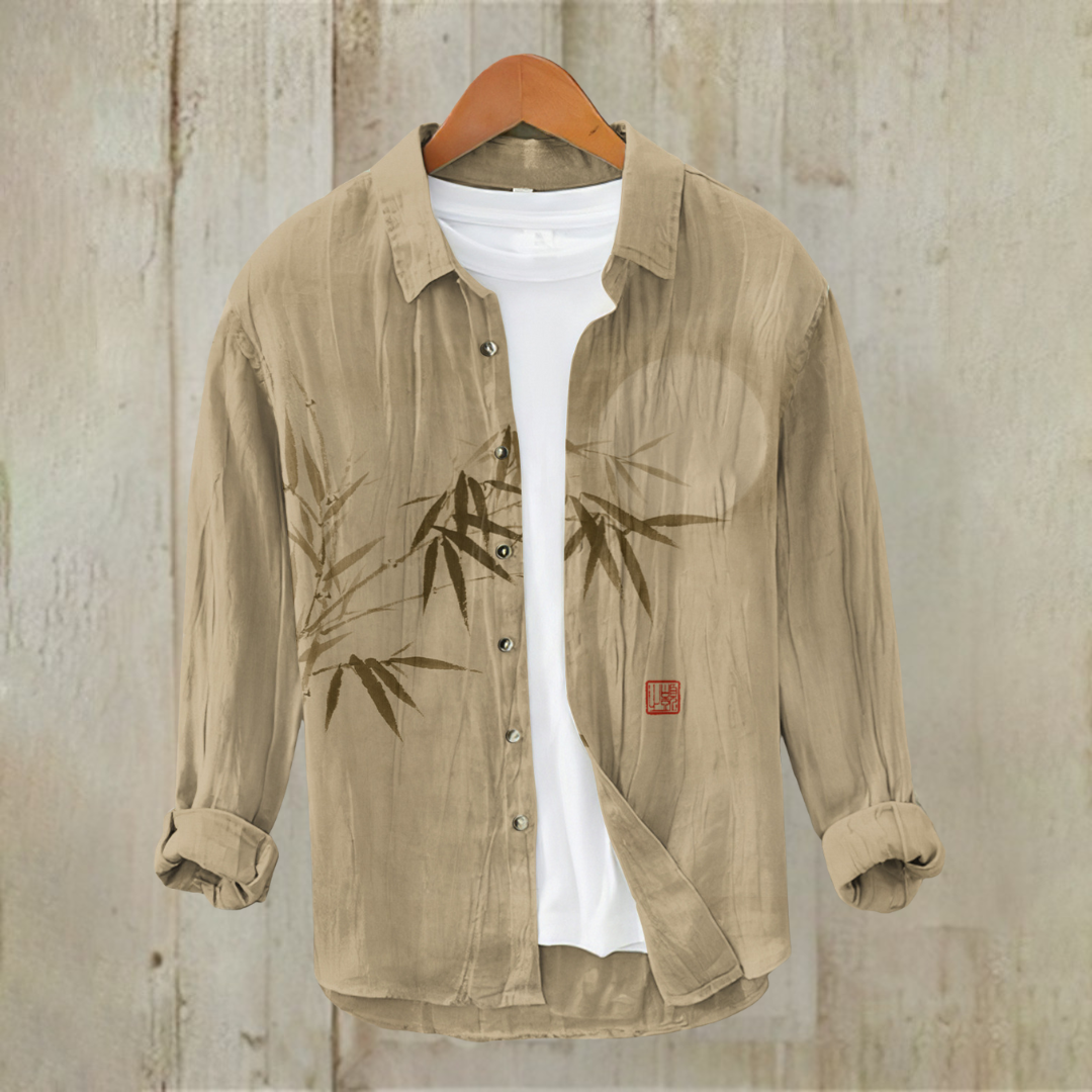 カジュアルプリント長袖シャツ