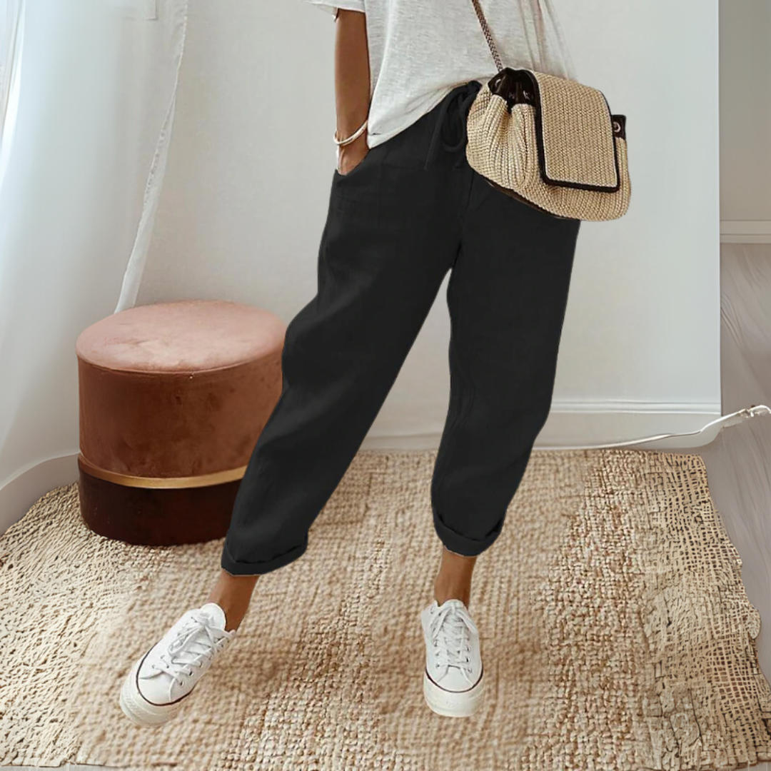 綿麻ストレッチパンツ