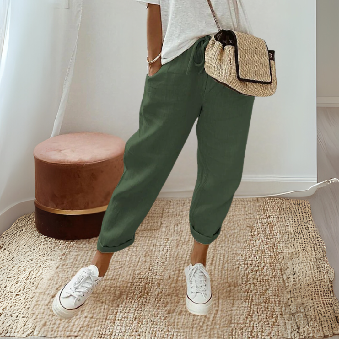 綿麻ストレッチパンツ