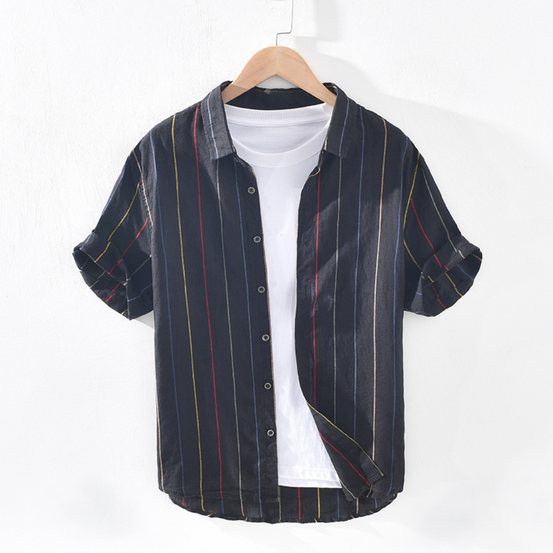 カジュアルストライプ半袖シャツ