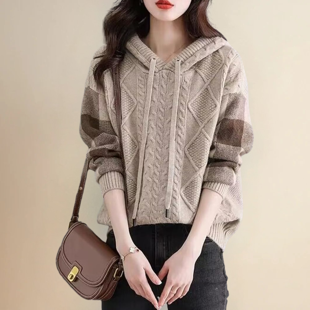 ケーブルニットパーカー