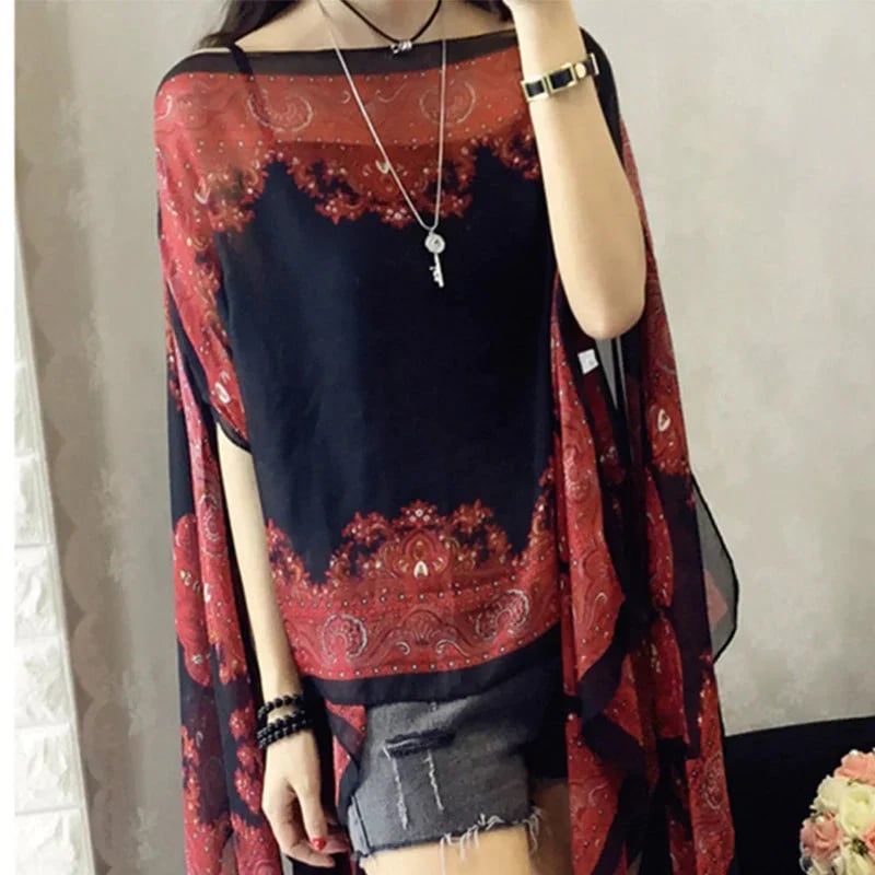 日焼け防止プリントのスカーフ(2枚セット)