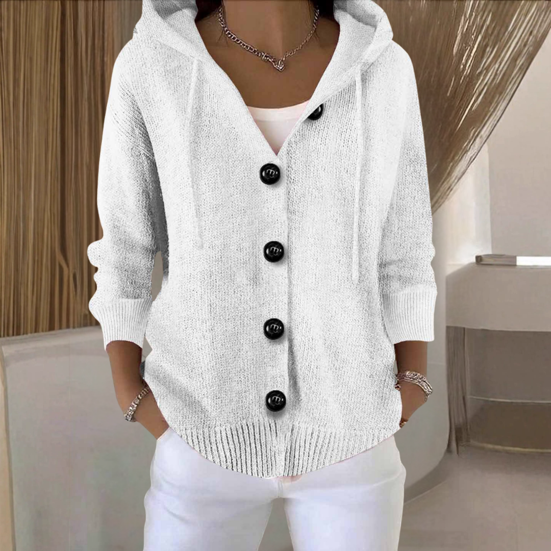 フード付きニットカーディガン