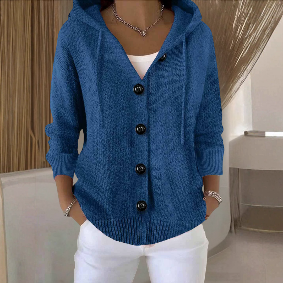 フード付きニットカーディガン