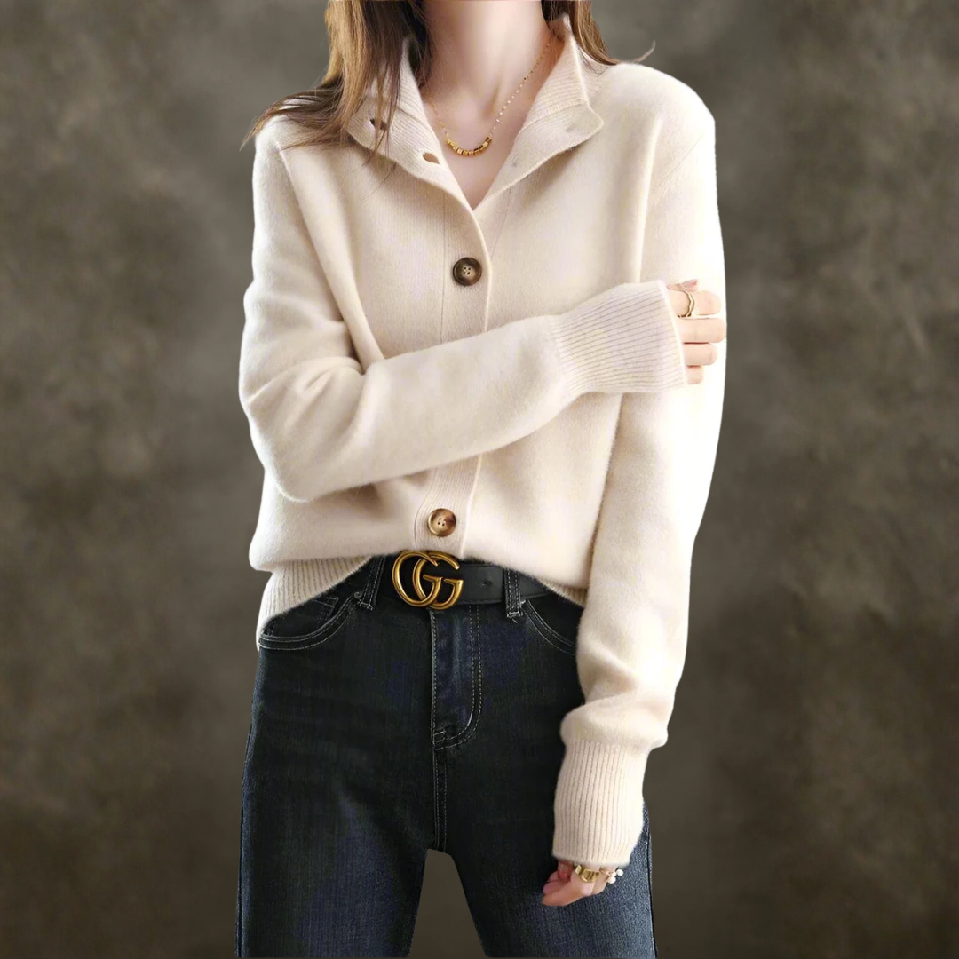 カシミアボタン長袖カーディガン