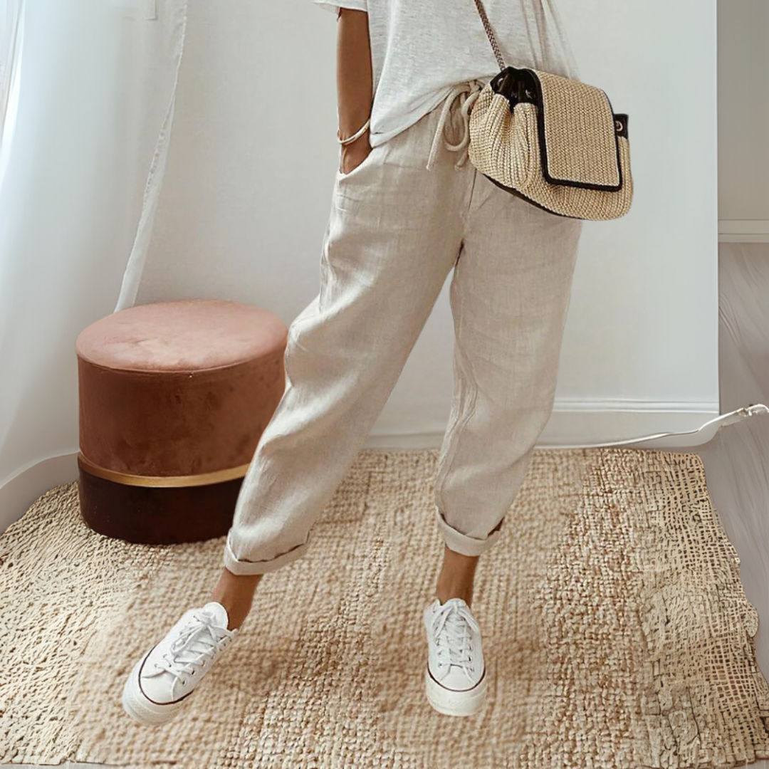 綿麻ストレッチパンツ