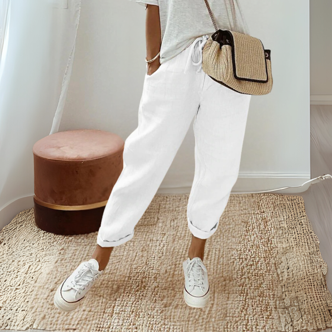 綿麻ストレッチパンツ