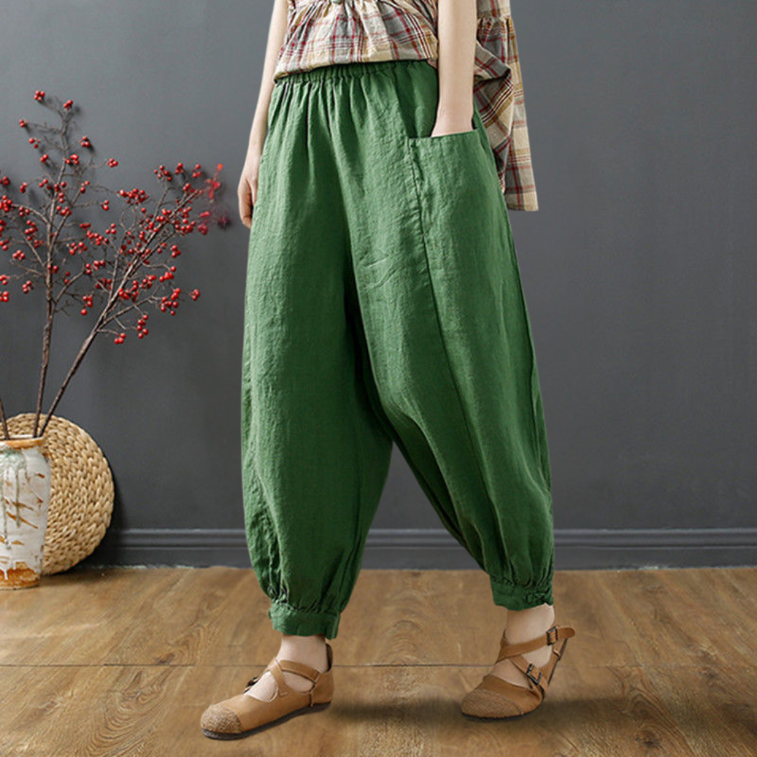 ポケット付きプレーンカットワイドパンツ