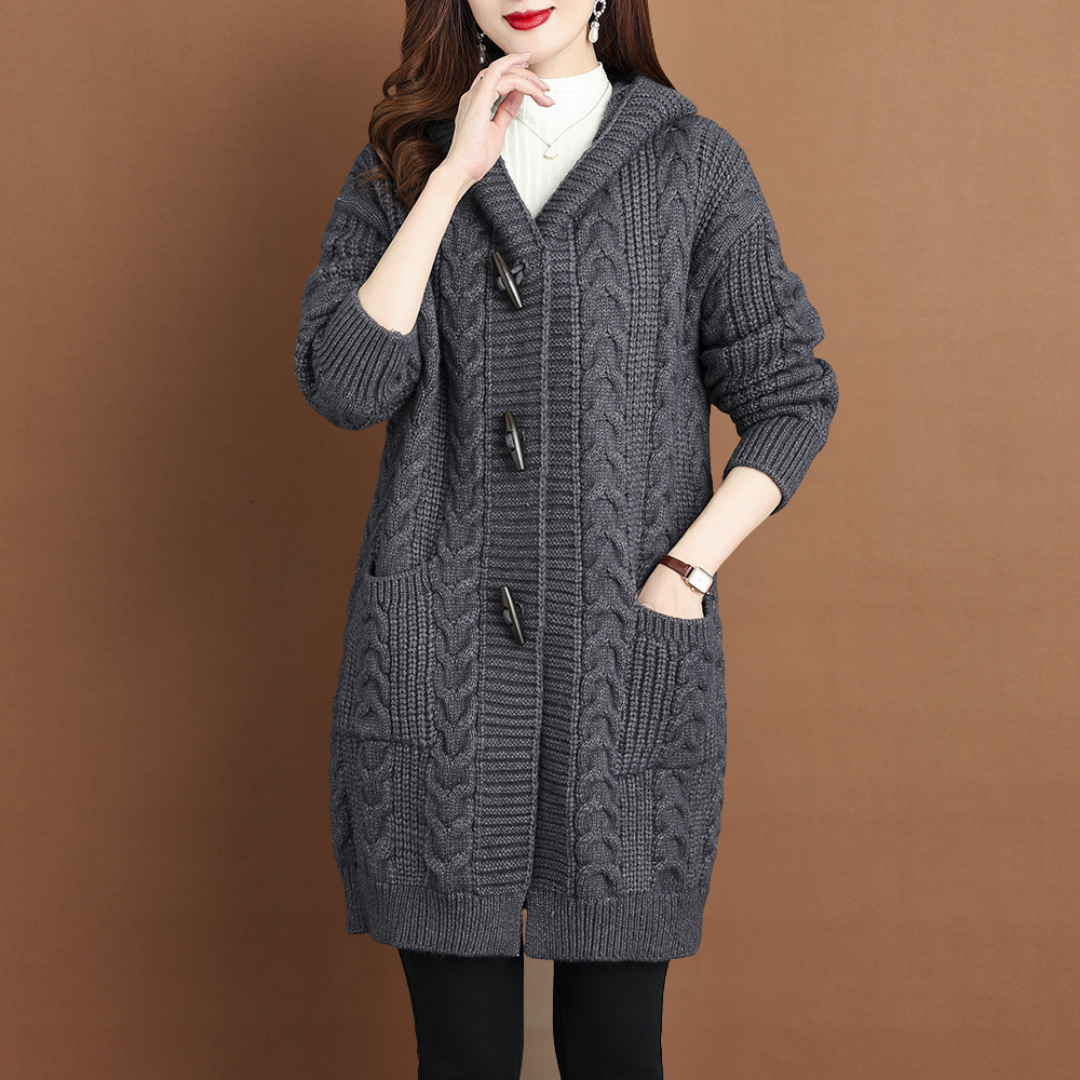 エレガントなニットロングカーディガン