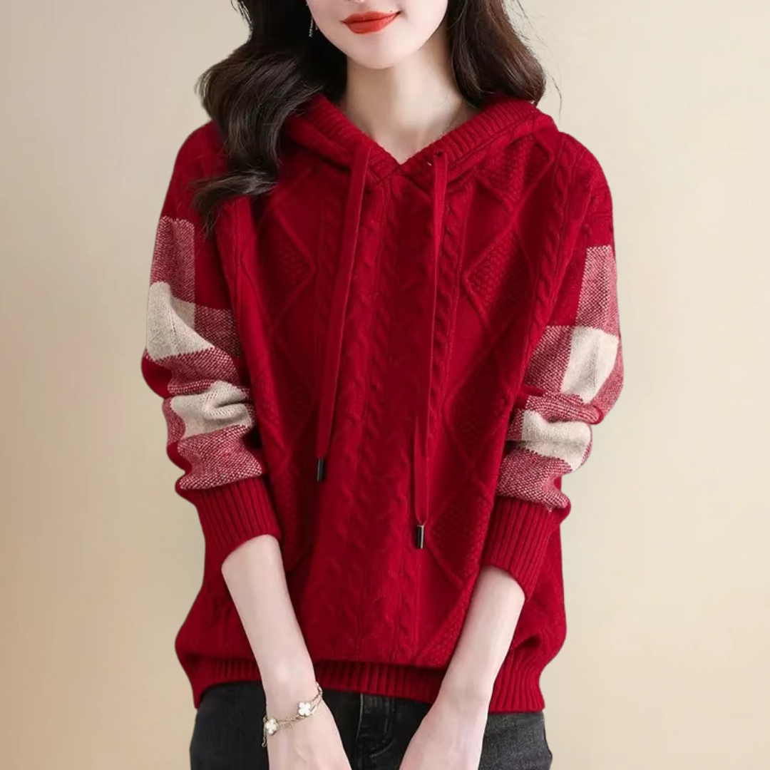 ケーブルニットパーカー