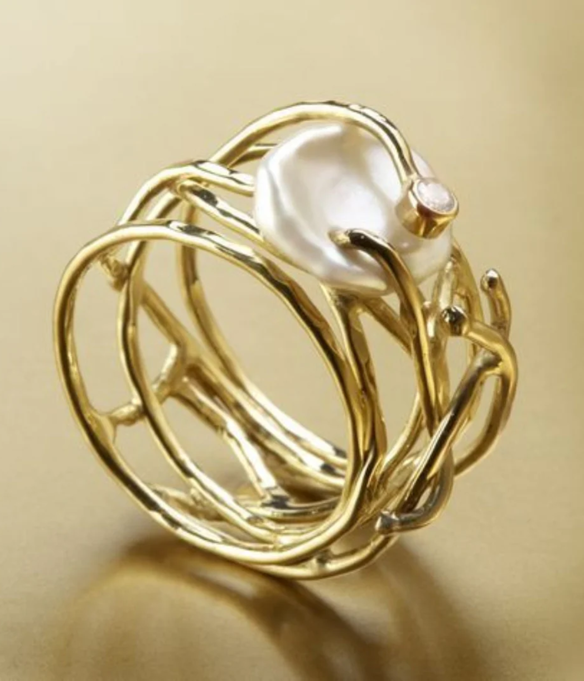 ヴィンテージ ゴールドリング 細パール